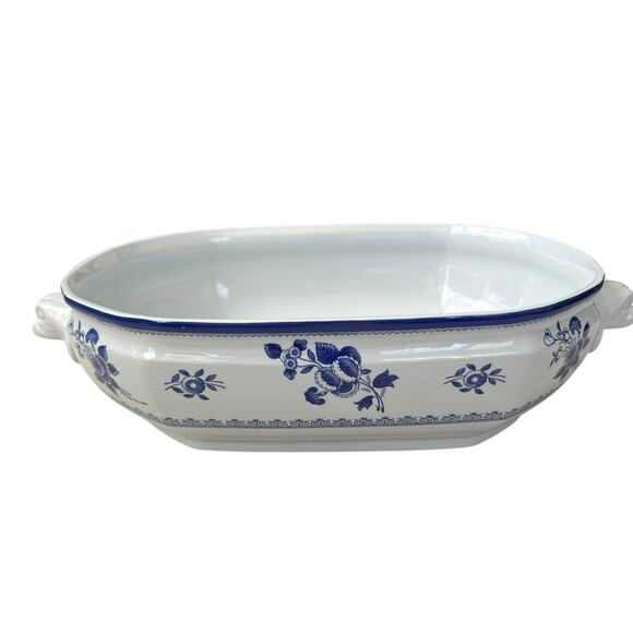 Vintage Spode Gloucester Vegetable Bowl Blue White Floral England Ironstone - Picture 1 of 8